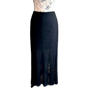 JS collections black sheer lined maxi skirt Sz 12